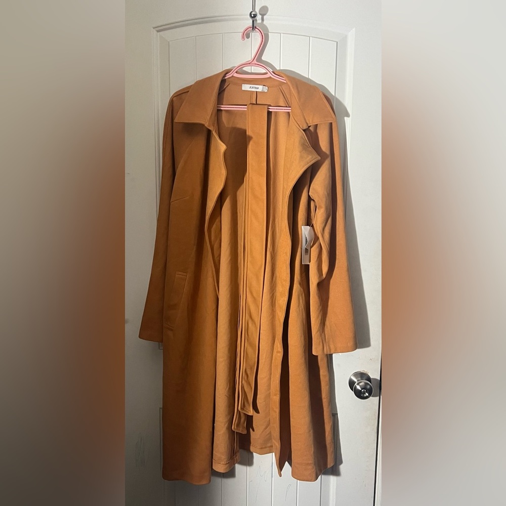 JustFab faux suede overcoat L